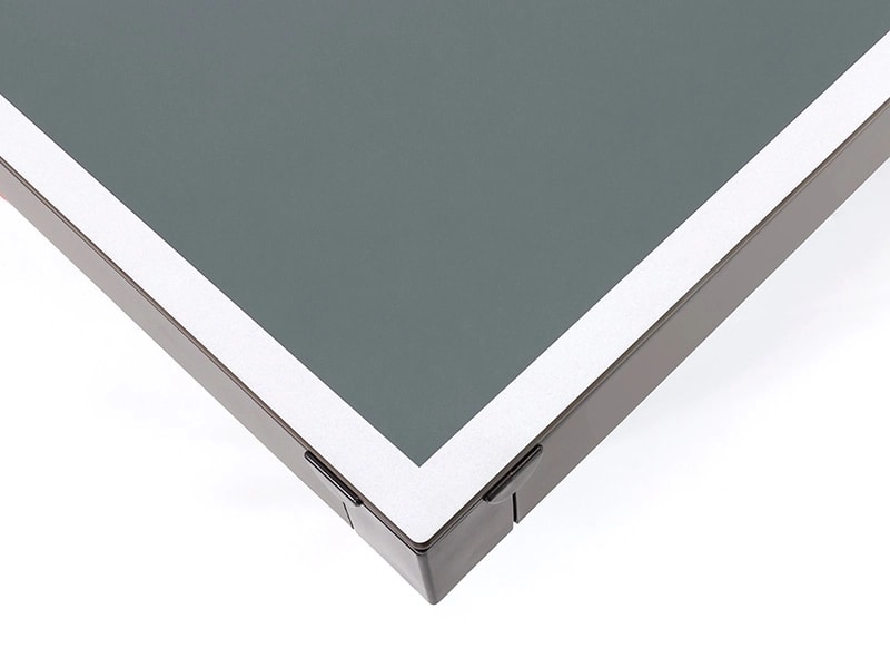 Close-up of the Expo Outdoor table's 5mm melamine resin playing surface