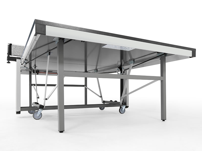 Powder-coated frame and undercarriage of the Whistler table