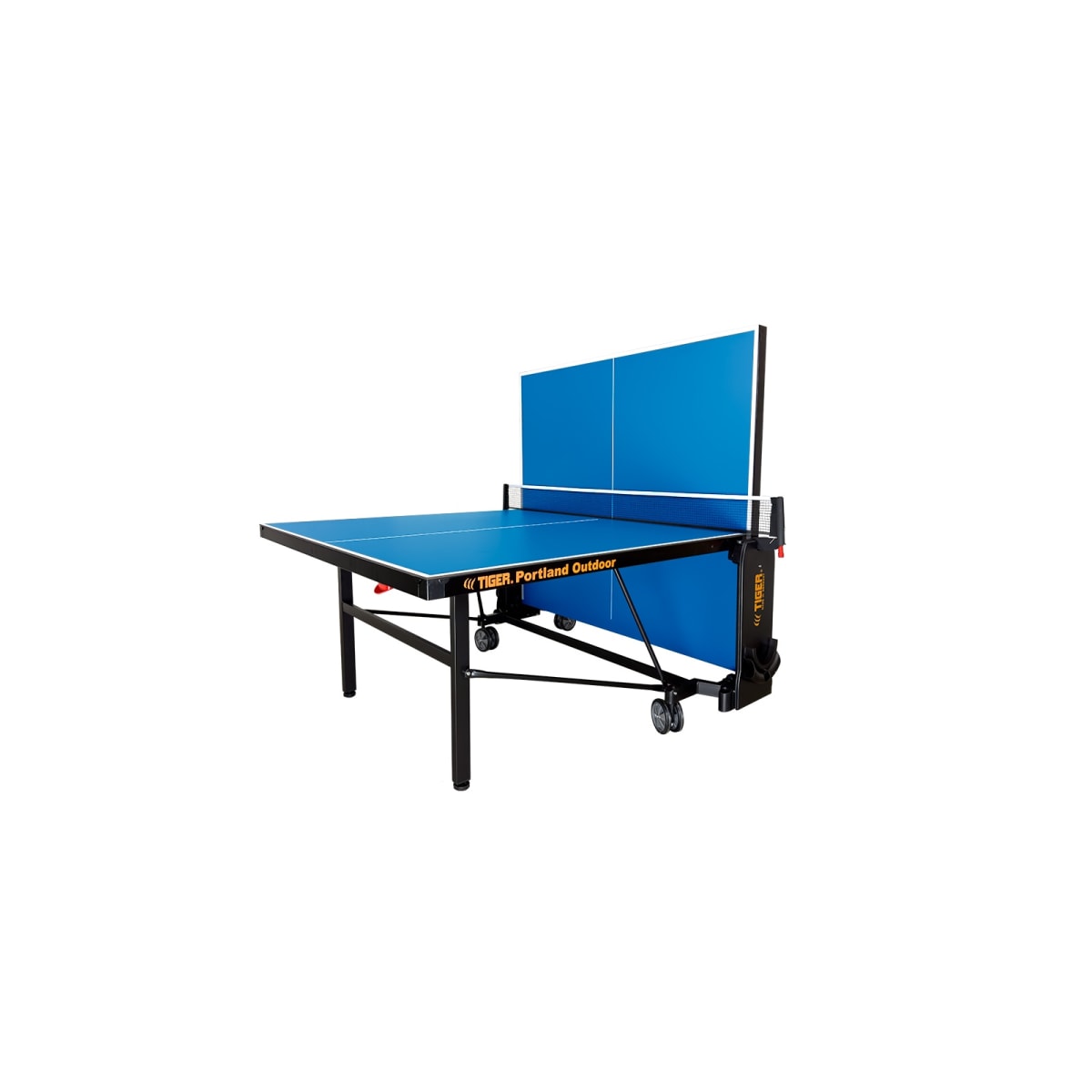 Tiger Portland Outdoor V2 blue table set up for single-player practice