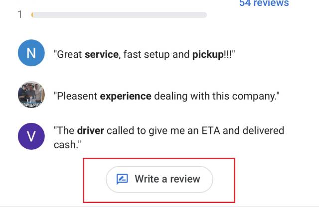 cashforcars.io GMB reviews