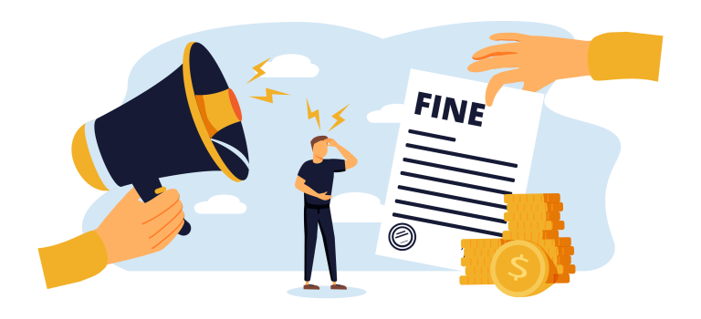 Pay fine vector illustration. Punishment document for abandoning cars, violating tax or parking laws.
