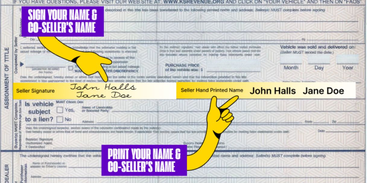 Multiple owners? Only one owner must sign if title states 'OR' between owner names printed on the front of the title. Both owners must sign if title states "AND" or "AND/OR" between owner names, or if nothing is listed between owner names.