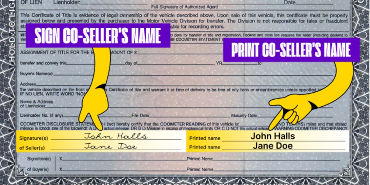 Multiple owners? Only one owner must sign if title states 'OR' between owner names printed on the front of the title. Both owners must sign if title states "AND" or "AND/OR" between owner names, or if nothing is listed between owner names.
