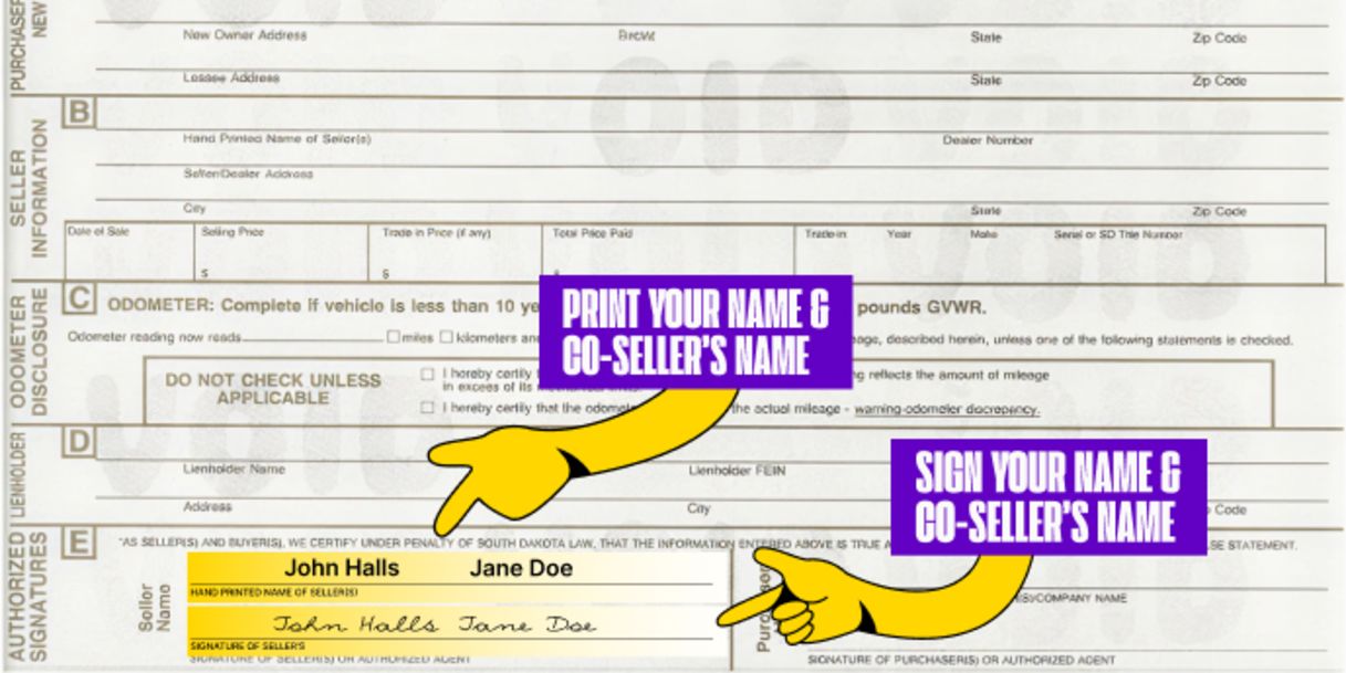 Multiple owners? Only one owner must sign if title states 'OR' between owner names printed on the front of the title. Both owners must sign if title states "AND" or "AND/OR" between owner names, or if nothing is listed between owner names.