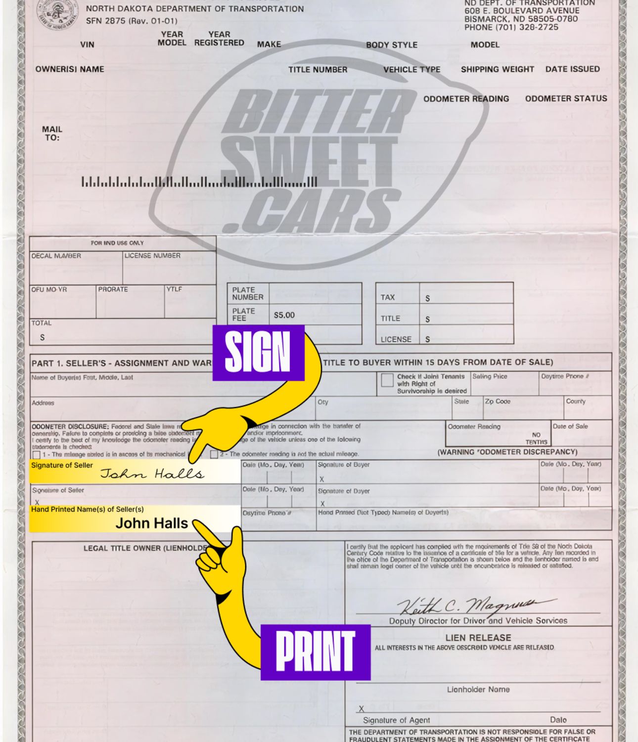 How to Sign Over a Car Title in North Dakota