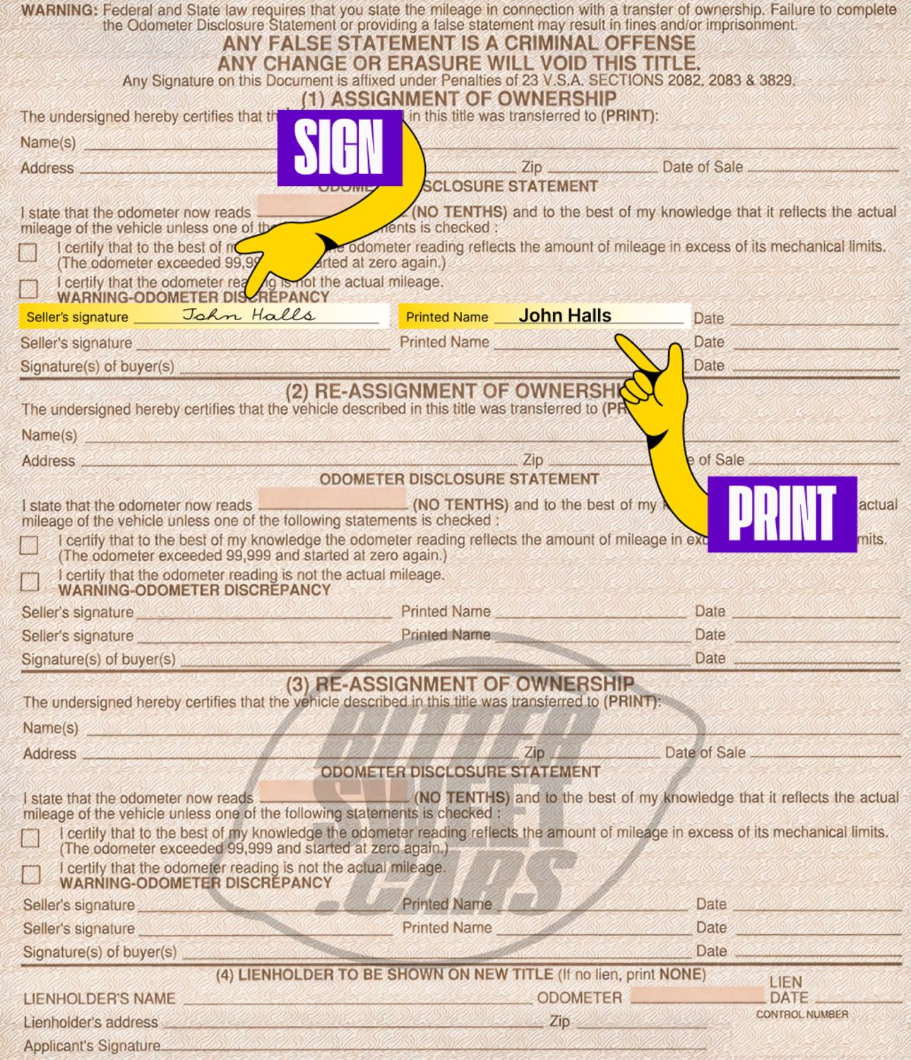 How to Sign Over a Car Title in Vermont