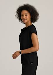 Marisol 2-Pocket Cowl Neck Cap Sleeve High-Low Hem Top