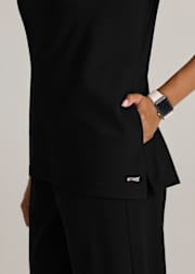 Marisol 2-Pocket Cowl Neck Cap Sleeve High-Low Hem Top