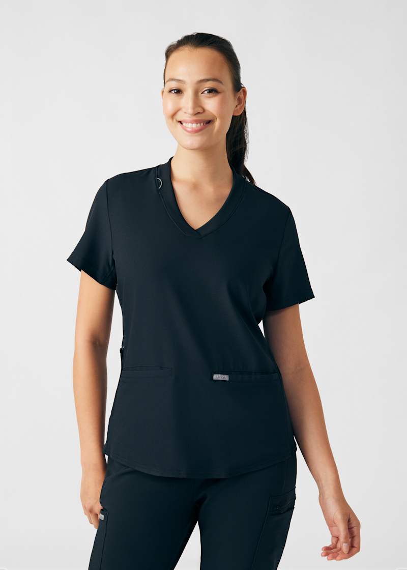 3-Pocket V-Neck Rib Knit Top | Scrubs & Beyond
