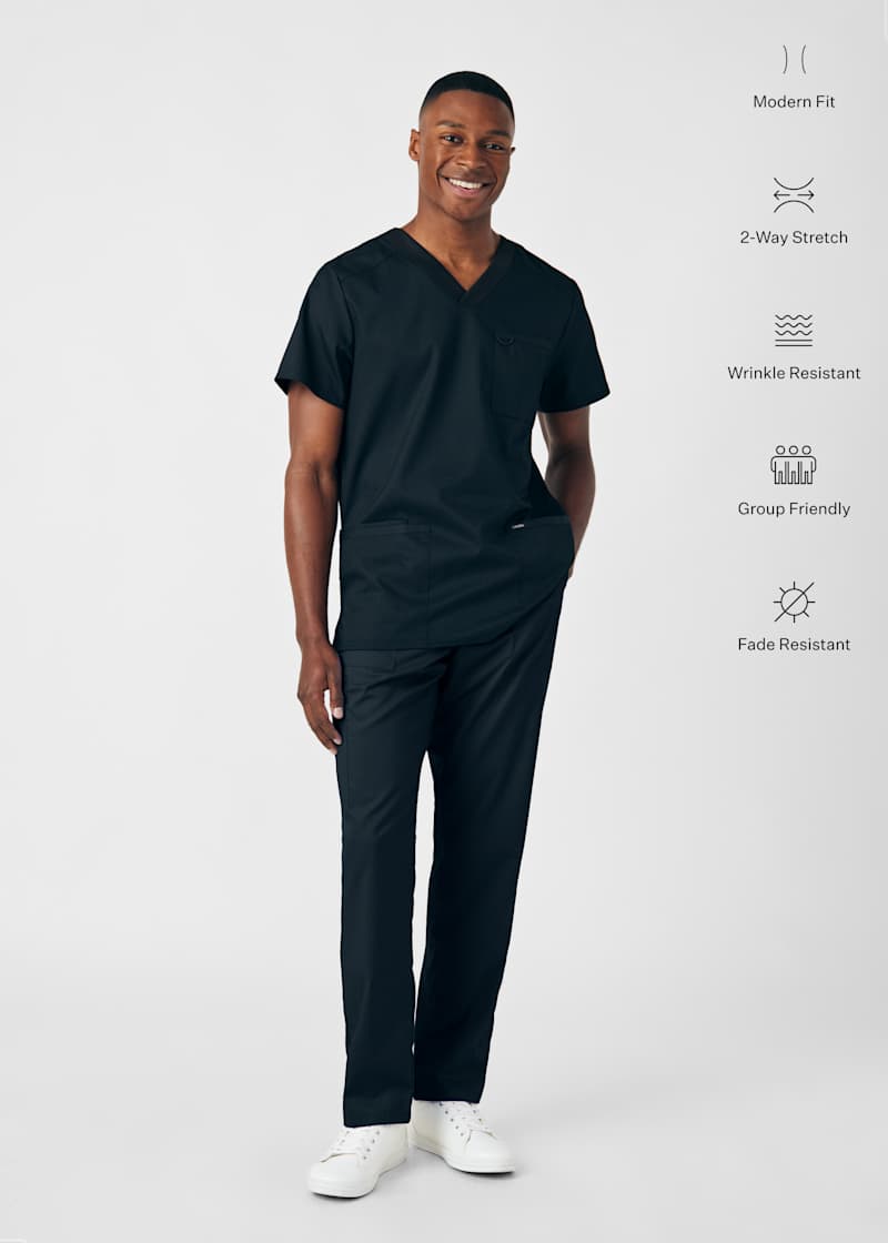 4-Pocket V-Neck Rib Knit Men's Top | Scrubs & Beyond
