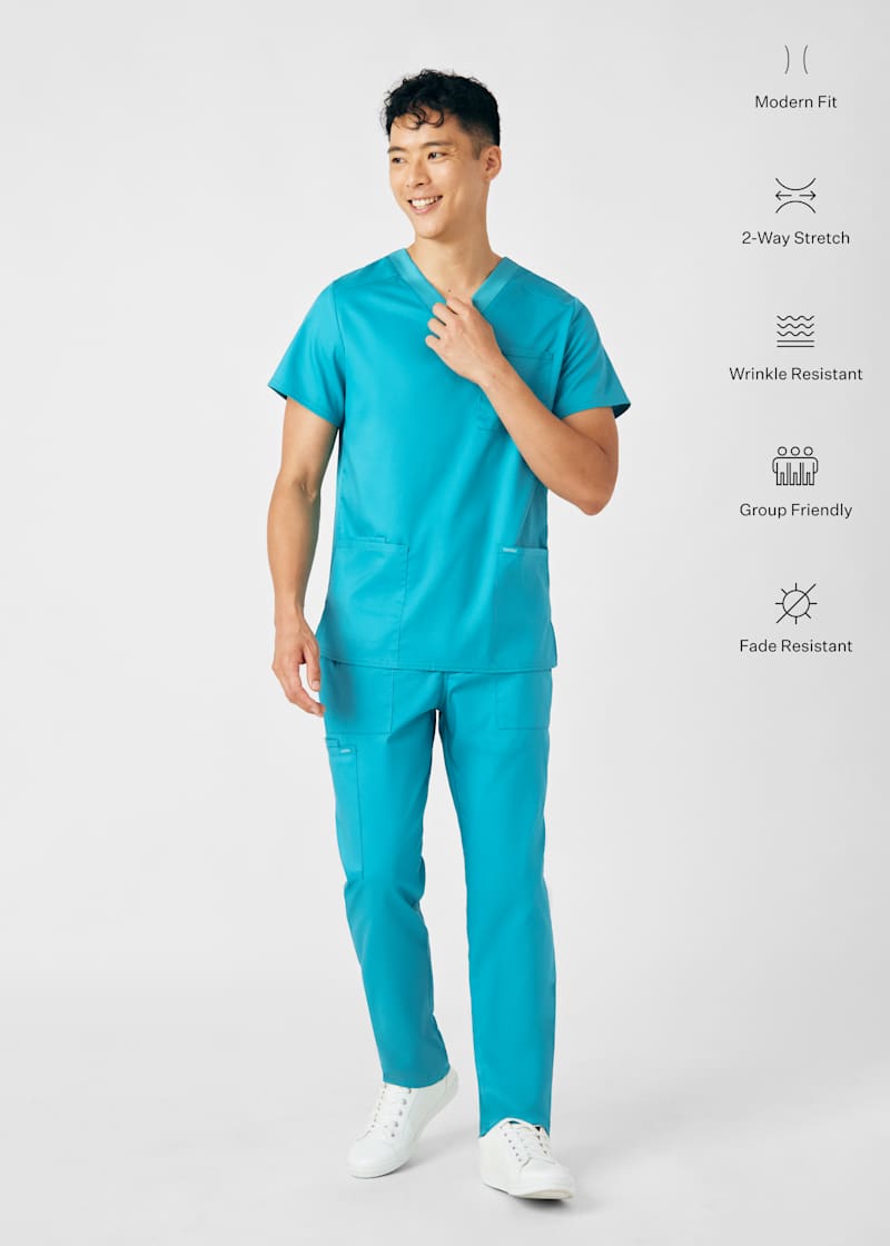 4-Pocket V-Neck Rib Knit Men's Top | Scrubs & Beyond
