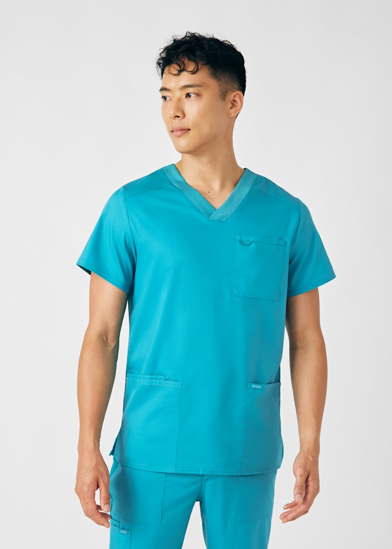 4-Pocket V-Neck Rib Knit Men's Top | Scrubs & Beyond