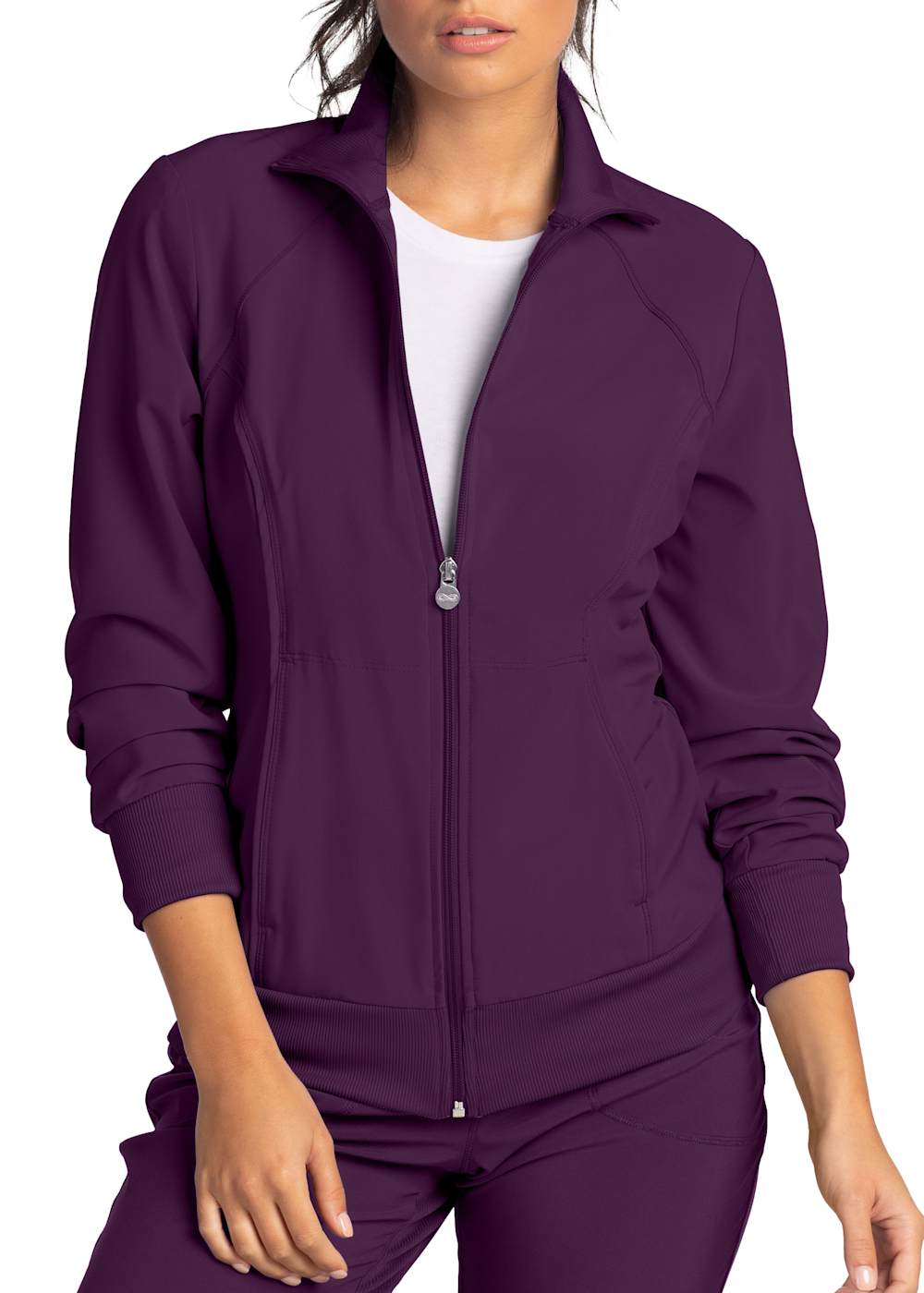 Infinity By Cherokee Zip Front Warm Up Scrub Jacket With