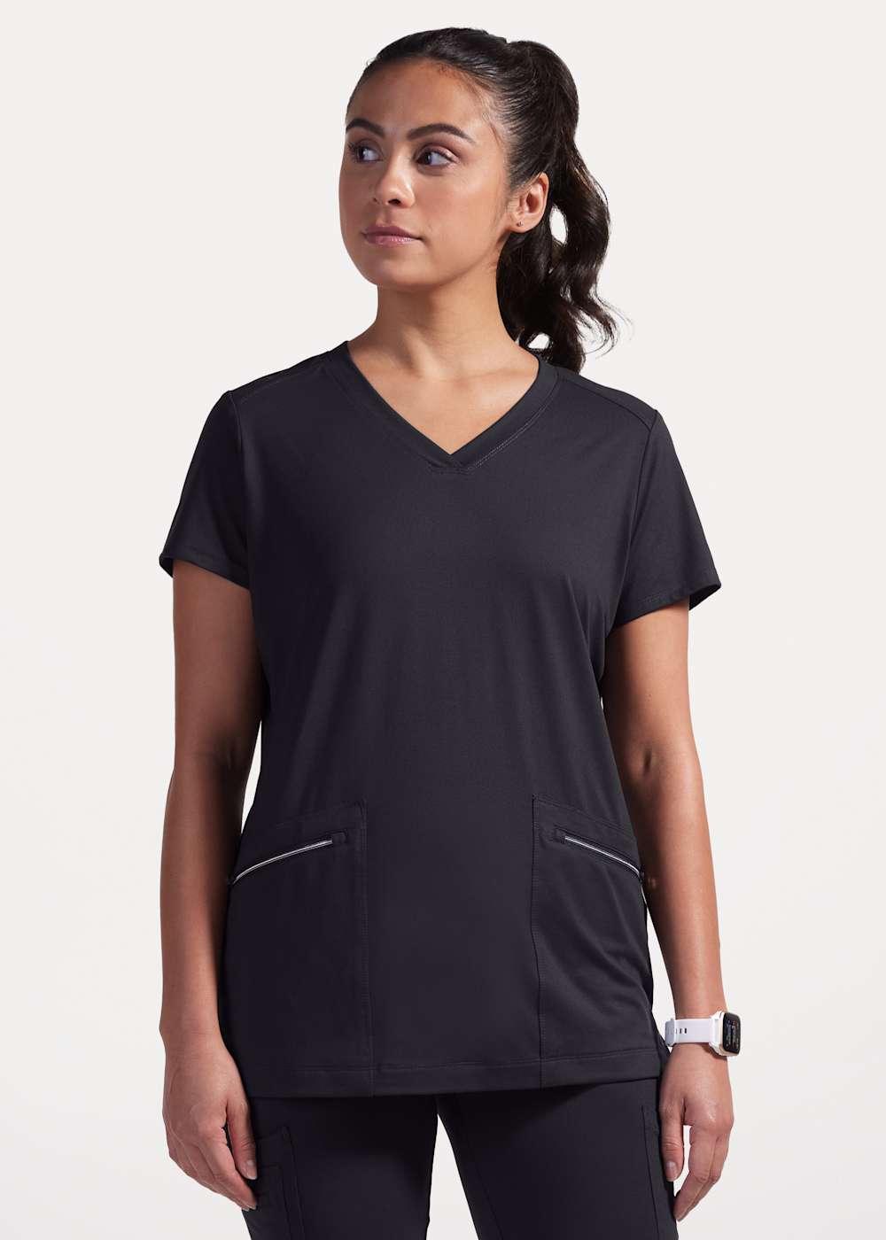 トップス 2 Victory 2 Zip-Pocket V-Neck Straight Hem Top | Scrubs & Beyond