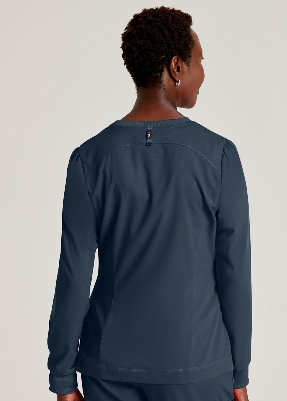 3 Pocket Round Neck Zip Front Scrub Jacket