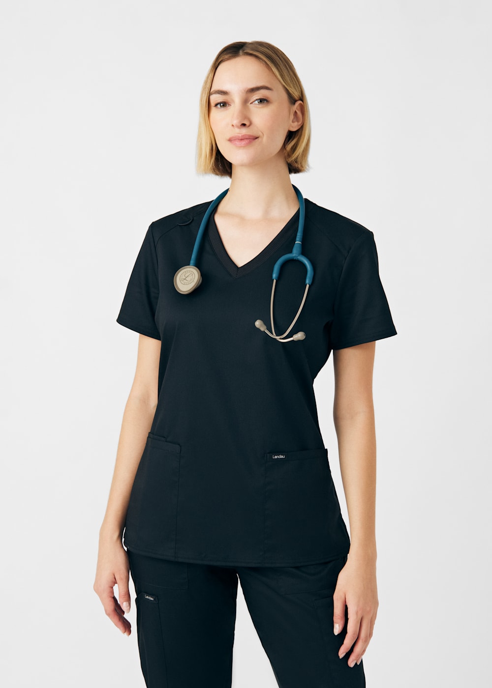 3-Pocket V-Neck Rib Knit Top | Scrubs & Beyond