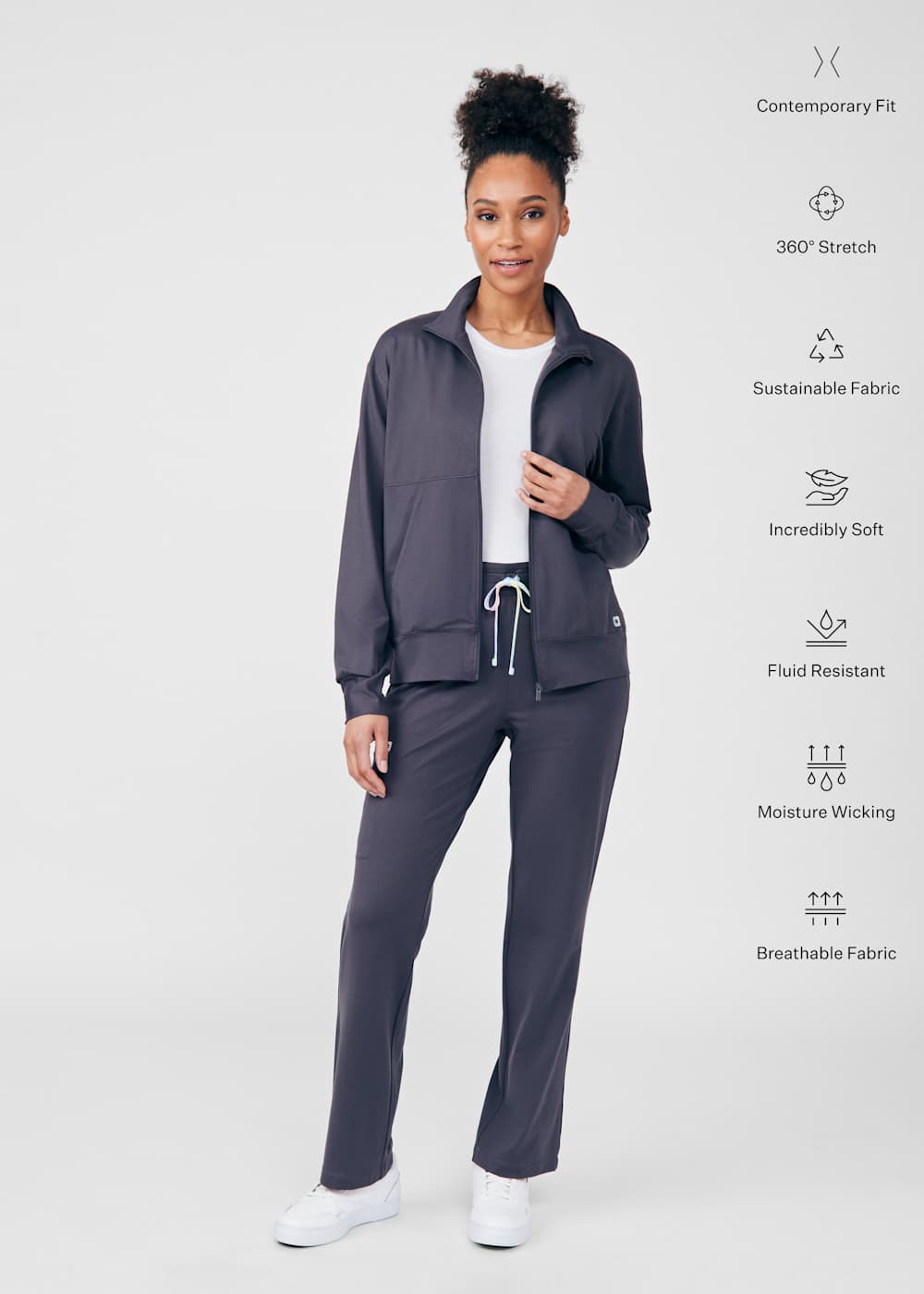 Beyond Cozy Beyond Cozy Airy 2-Pocket Zip Front Mock Neck Dropped