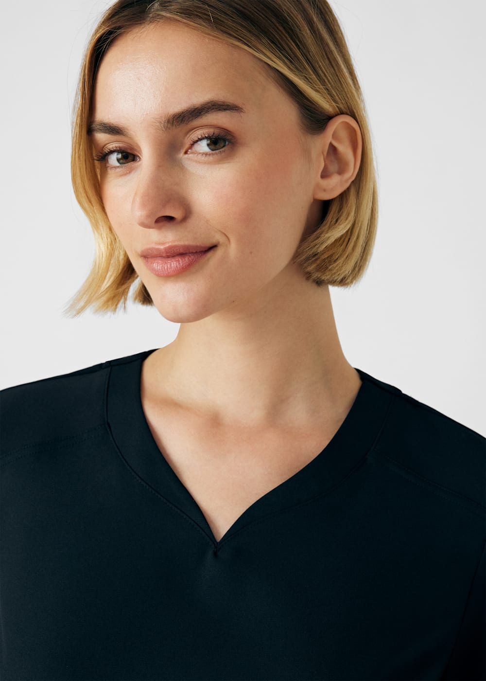 2-Pocket Curved V-Neck Scrub Top