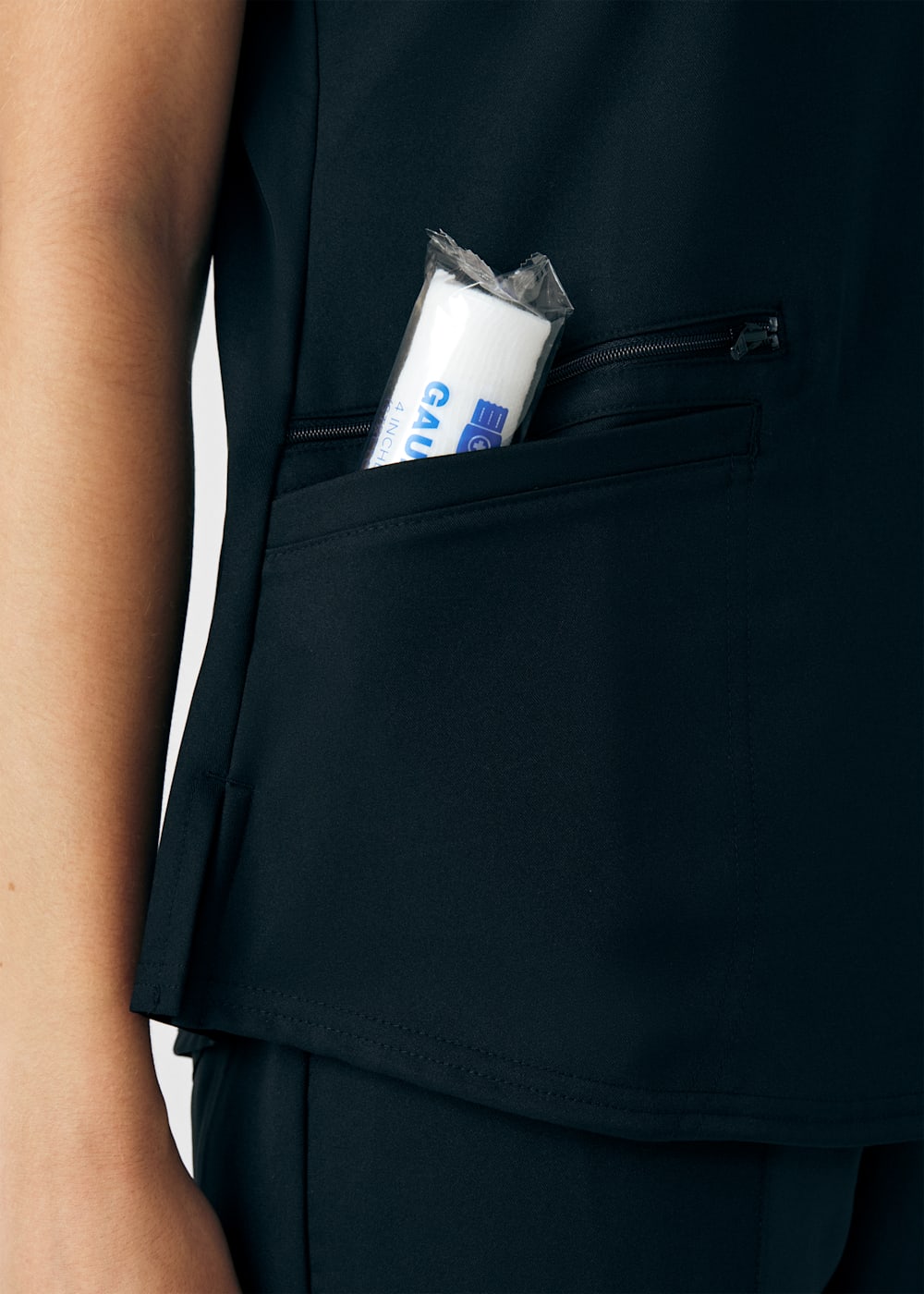 2-Pocket Curved V-Neck Scrub Top