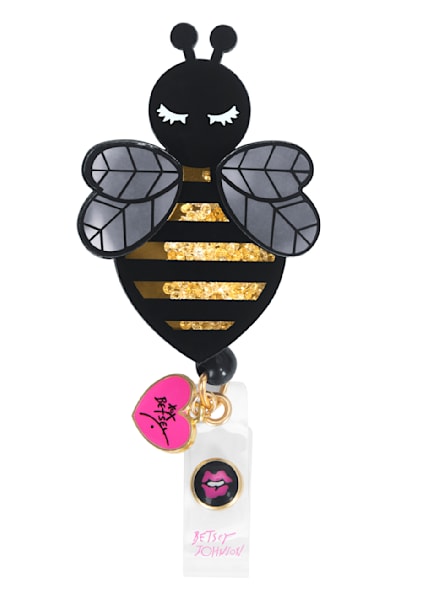  BEE HAPPY Nurse Badge Reel, Bumblebee Retractable Name