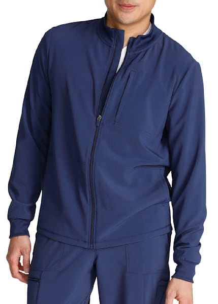 Pride 3-Pocket Zip-Front Mock Neck Scrub Jacket