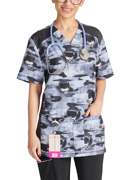 Women's Cute Printed V-Neck Scrub Tops / Medical Nursing Uniform