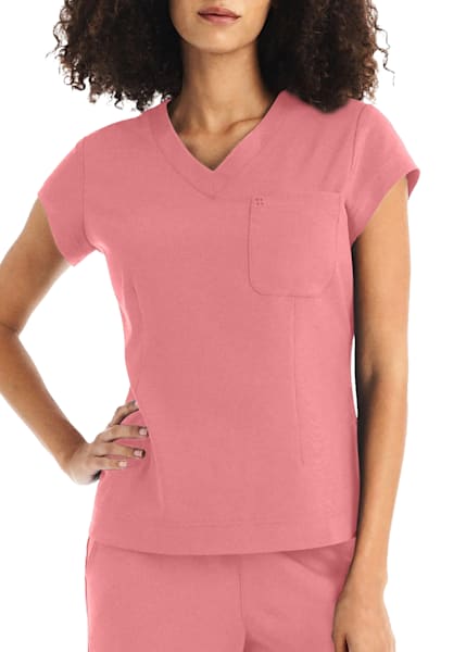 JWZUY Womens Loose Fit Ombre Top and Scrub Tops Professional Nursing  Uniform Workwear Professional Tunic Tees V Neck Short Sleeve Shirts Pink S  