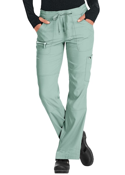 Women's Scrub Pants High Waisted Straight Leg Pull-On Cargo Pants with 6  Pockets Drawstring Medical Uniforms