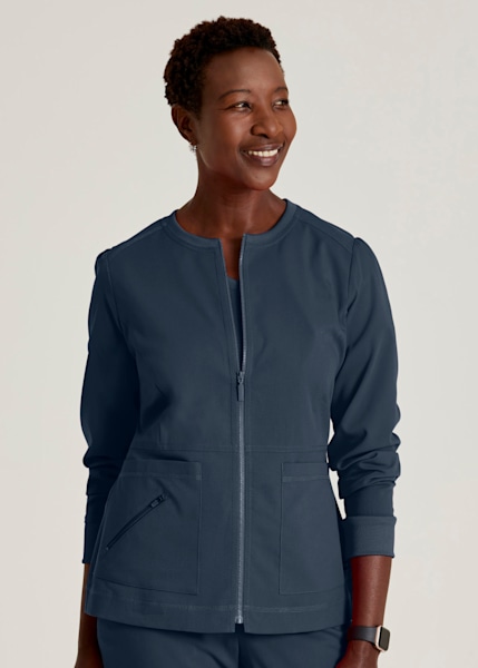 Pride 3-Pocket Zip-Front Mock Neck Scrub Jacket