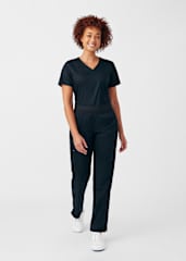 2-Pocket V-Neck Rib Knit Top | Scrubs & Beyond