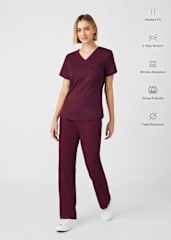 2-Pocket V-Neck Rib Knit Top | Scrubs & Beyond