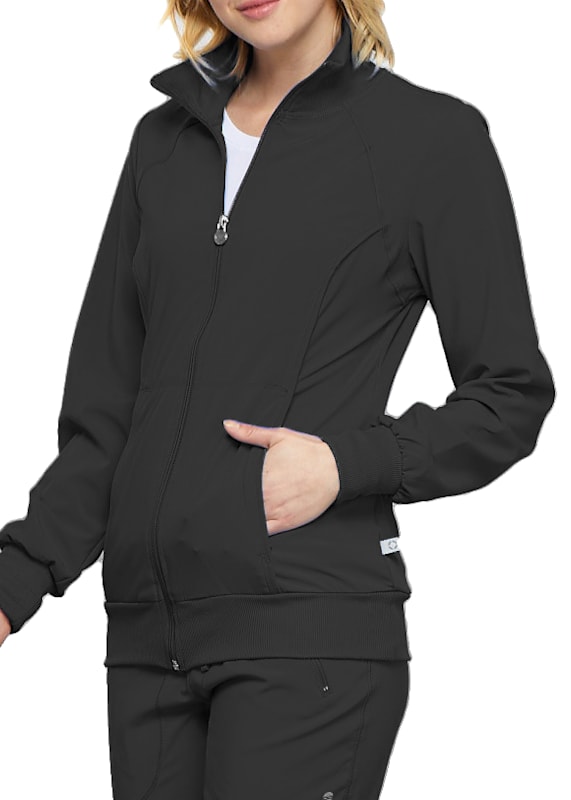 Cherokee Workwear Revolution Women's 3-Pocket STRETCH Fleece Inner Zip  Front Scrub Jacket