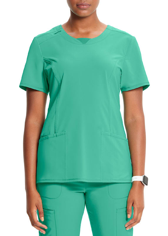 Infinity By Cherokee Solid Round Neck Scrub Tops With Certainty