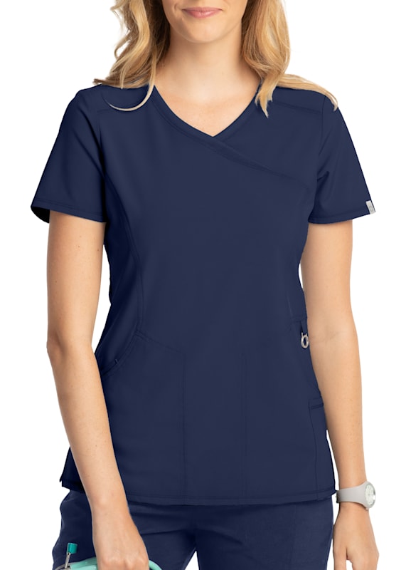 Infinity By Cherokee Solid Mock Wrap Scrub Tops With Certainty