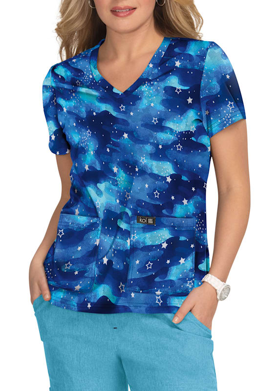 Koi Leslie Top Camo Starlette Electric Blue