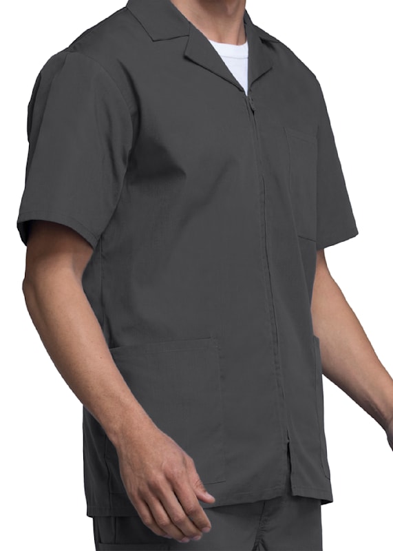 Men's Zip Front Short Sleeve Scrub Jacket