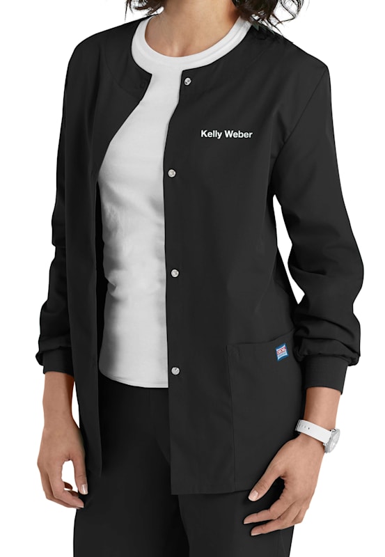 Cherokee Workwear Snap Front Warm Up Scrub Jacket Scrubs Beyond