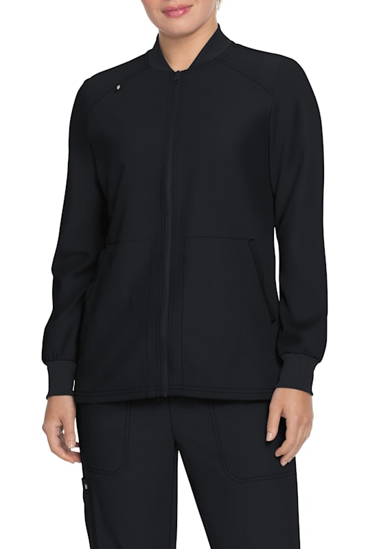 Stabilty 2-Pocket Crewneck Snap-Front Scrub Jacket