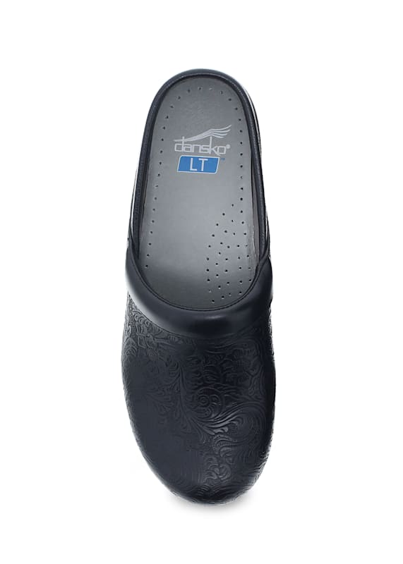 Dansko black cheap floral tooled