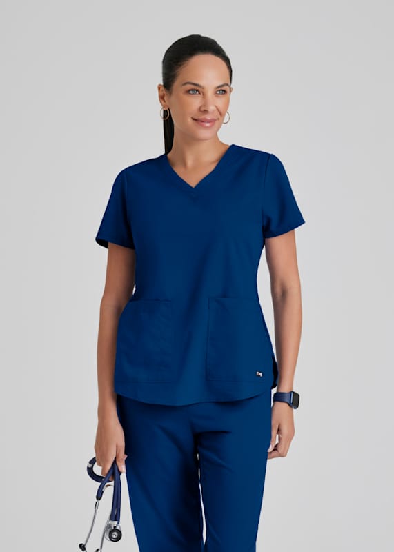 Grey s Anatomy 2 Pocket V Neck Scrub Tops Scrubs Beyond