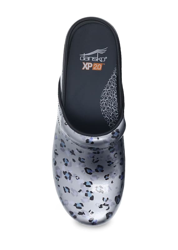 Dansko XP 2.0 Grey Leopard Patent Nursing Clogs Scrubs Beyond