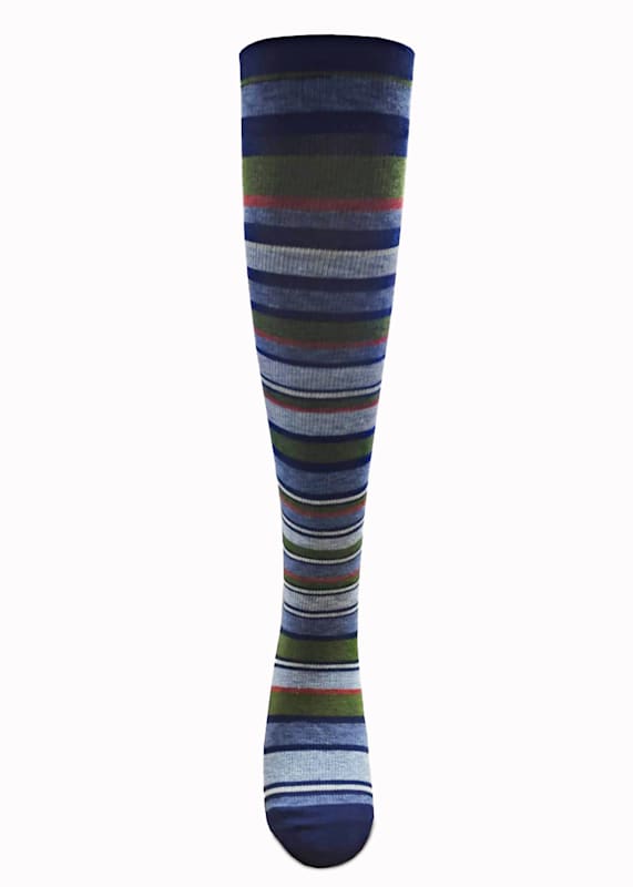 Men's Multi Stripe Navy Print Compression Socks