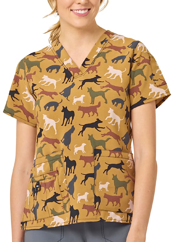 Carhartt Cross flex Dog Park V Neck Print Top Scrubs Beyond