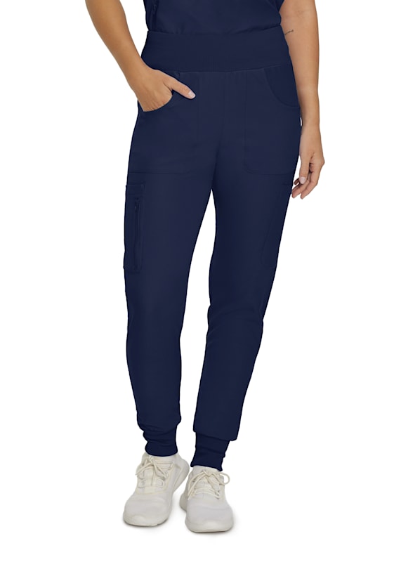 Jogger Scrub Pants for Women Mid Rise, Cargo Pocket with Knit