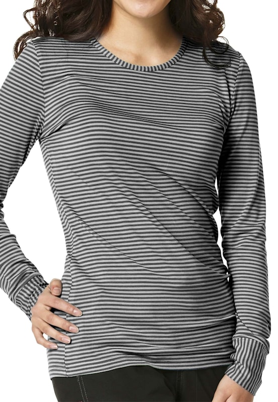 Womens WonderWink Silky Long Sleeve T-Shirt Navy