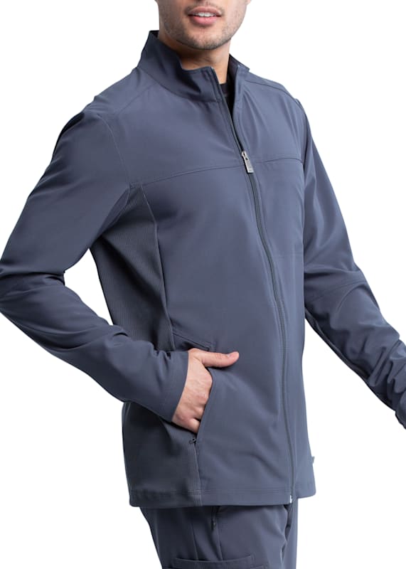 Cherokee Infinity Antimicrobial Zip Front Jacket in Black-Medium-While  Supplies Last