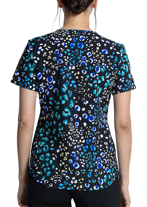 Cherokee Polka Dot Spot V Neck Print Scrub Top Scrubs Beyond