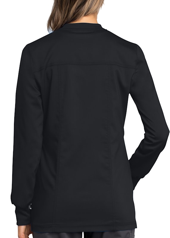 Cherokee® Workwear Revolution Women's Snap Front 3- Pocket Scrub Jacket -  Embroidered Personalization Available