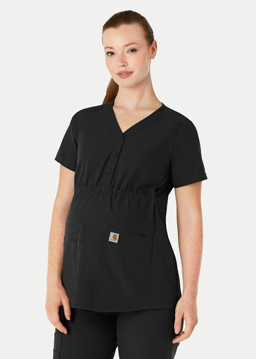 4-Pocket Henley Neck Maternity Scrub Top