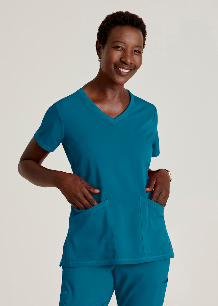 Serena 3-Pocket Curved V-Neck Top